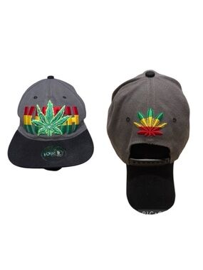 HowD Jamaican KUSH Marijuana Leaf Front Back Embroidery Snapback Cap Hat Unisex